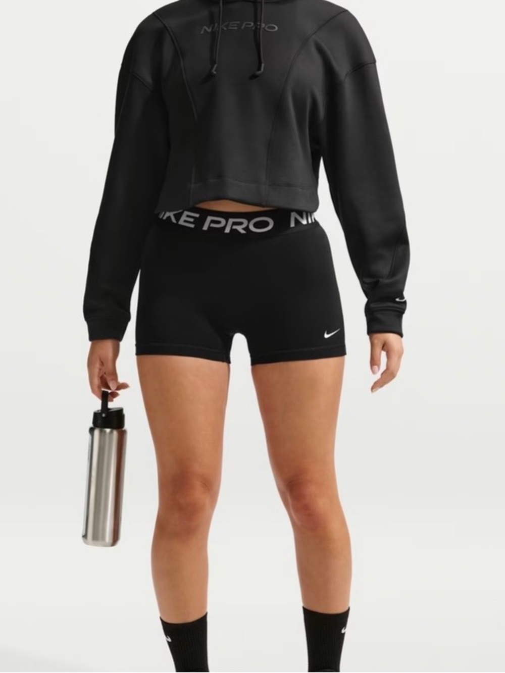 Nike Pro Black Women's Performance Bike Shorts with Logo Waistband